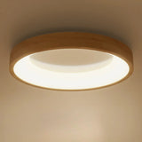 Natural Minimalist Round Wooden Flush Mount Light Image - 5