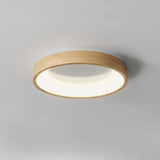 Natural Minimalist Round Wooden Flush Mount Light Image - 6