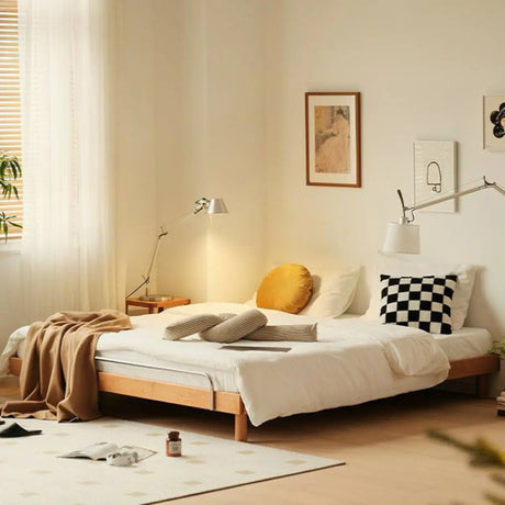 Natural Modern Minimalist Queen Wood Panel Bed Frame Image - 2