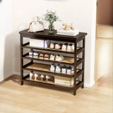 Natural Multi-Tier Bamboo Shoe Storage Rack Entryway Image - 14