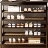 Natural Multi-Tier Bamboo Shoe Storage Rack Entryway Image - 2
