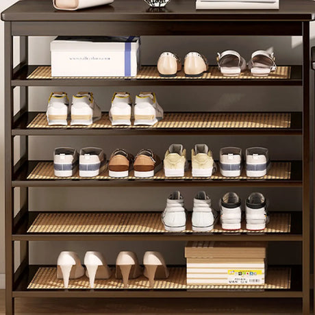 Natural Multi-Tier Bamboo Shoe Storage Rack Entryway Image - 2