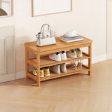 Natural Multi-Tier Bamboo Shoe Storage Rack Entryway Image - 21