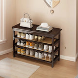 Natural Multi-Tier Bamboo Shoe Storage Rack Entryway Image - 35