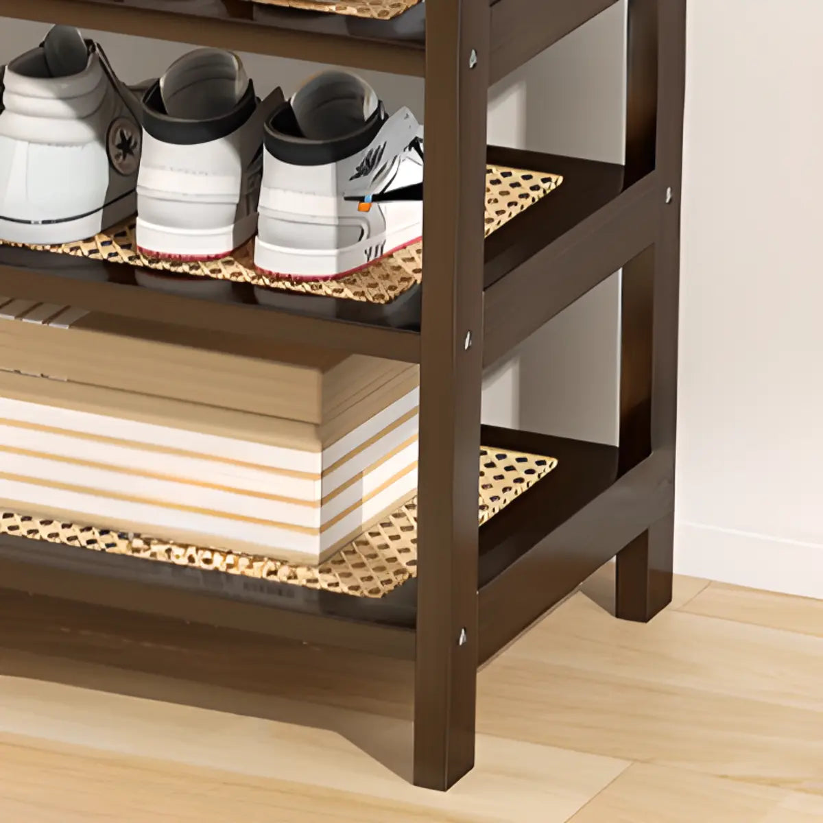 Natural Multi-Tier Bamboo Shoe Storage Rack Entryway Image - 4