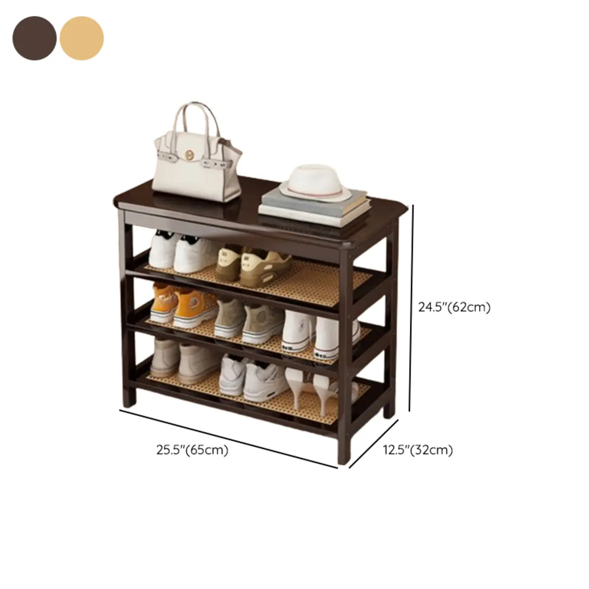 Natural Multi-Tier Bamboo Shoe Storage Rack Entryway Image - 42