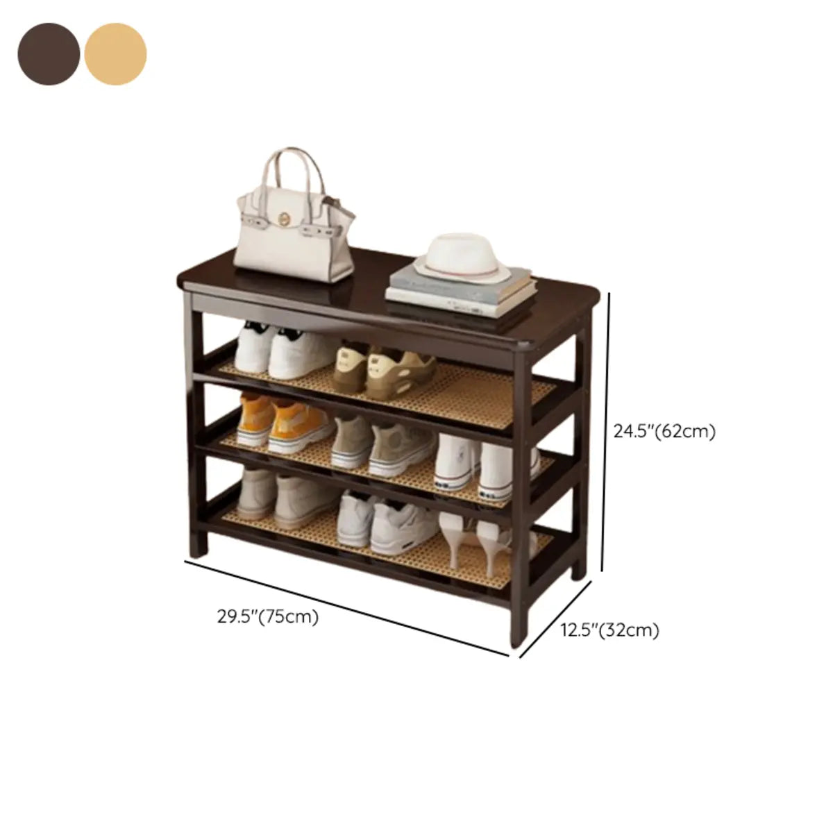 Natural Multi-Tier Bamboo Shoe Storage Rack Entryway Image - 43