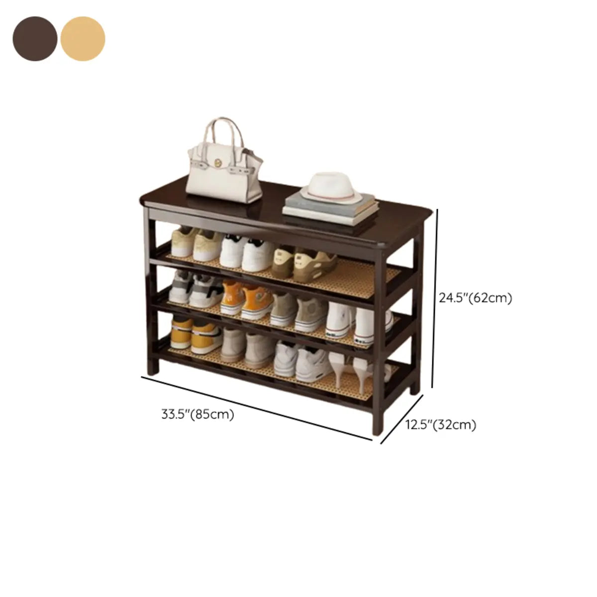 Natural Multi-Tier Bamboo Shoe Storage Rack Entryway Image - 44