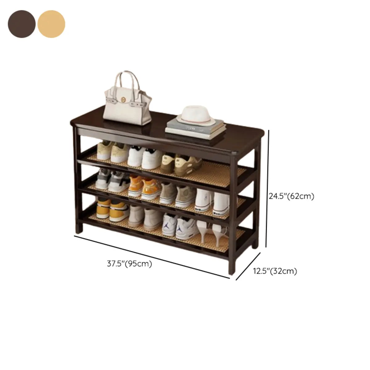 Natural Multi-Tier Bamboo Shoe Storage Rack Entryway Image - 45