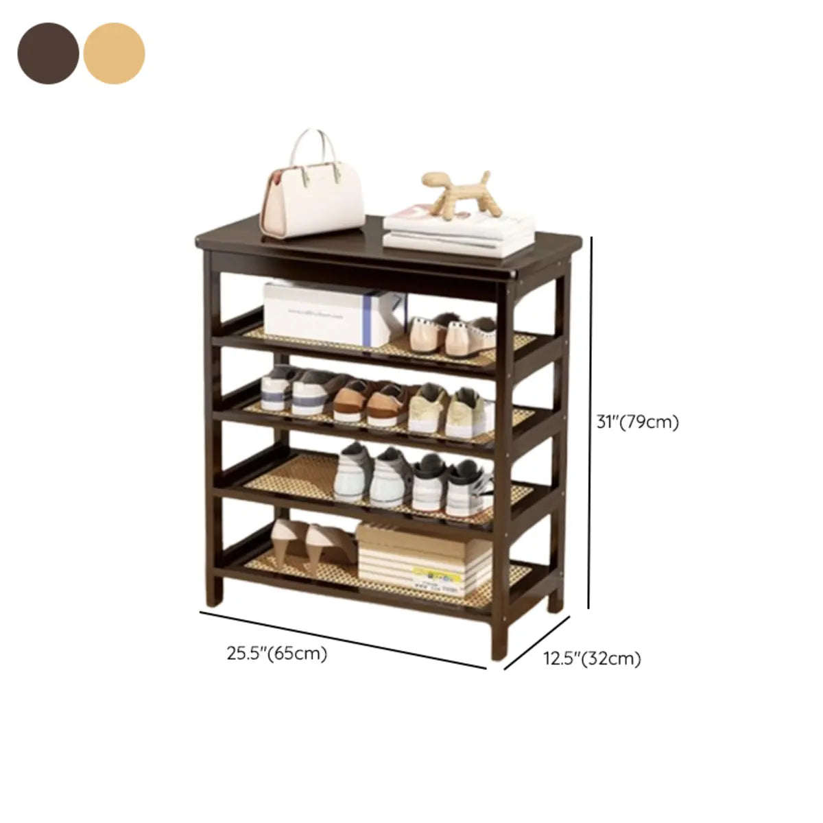 Natural Multi-Tier Bamboo Shoe Storage Rack Entryway Image - 46