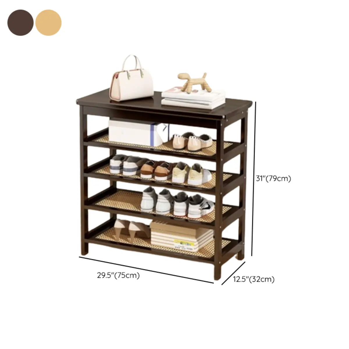 Natural Multi-Tier Bamboo Shoe Storage Rack Entryway Image - 47