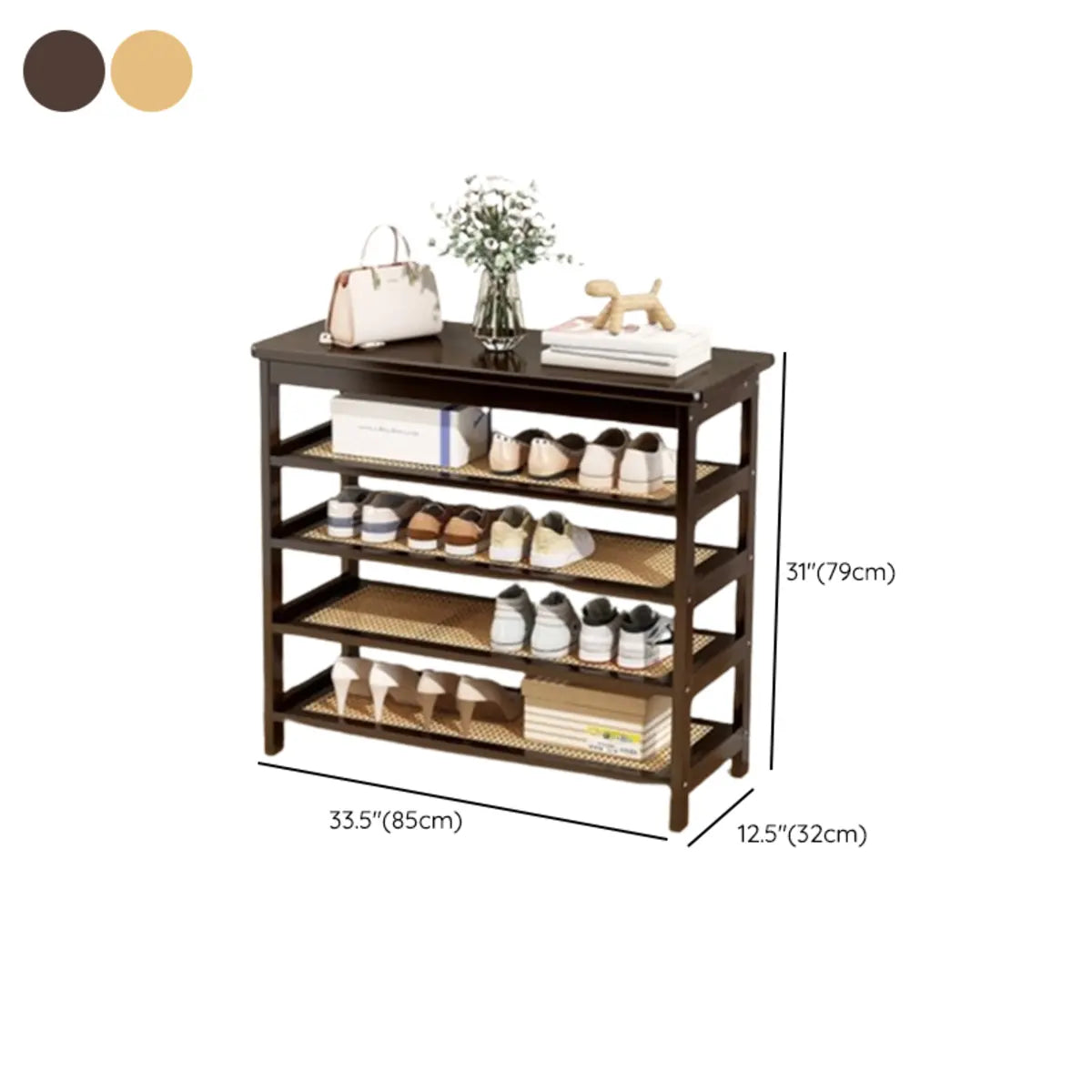 Natural Multi-Tier Bamboo Shoe Storage Rack Entryway Image - 48