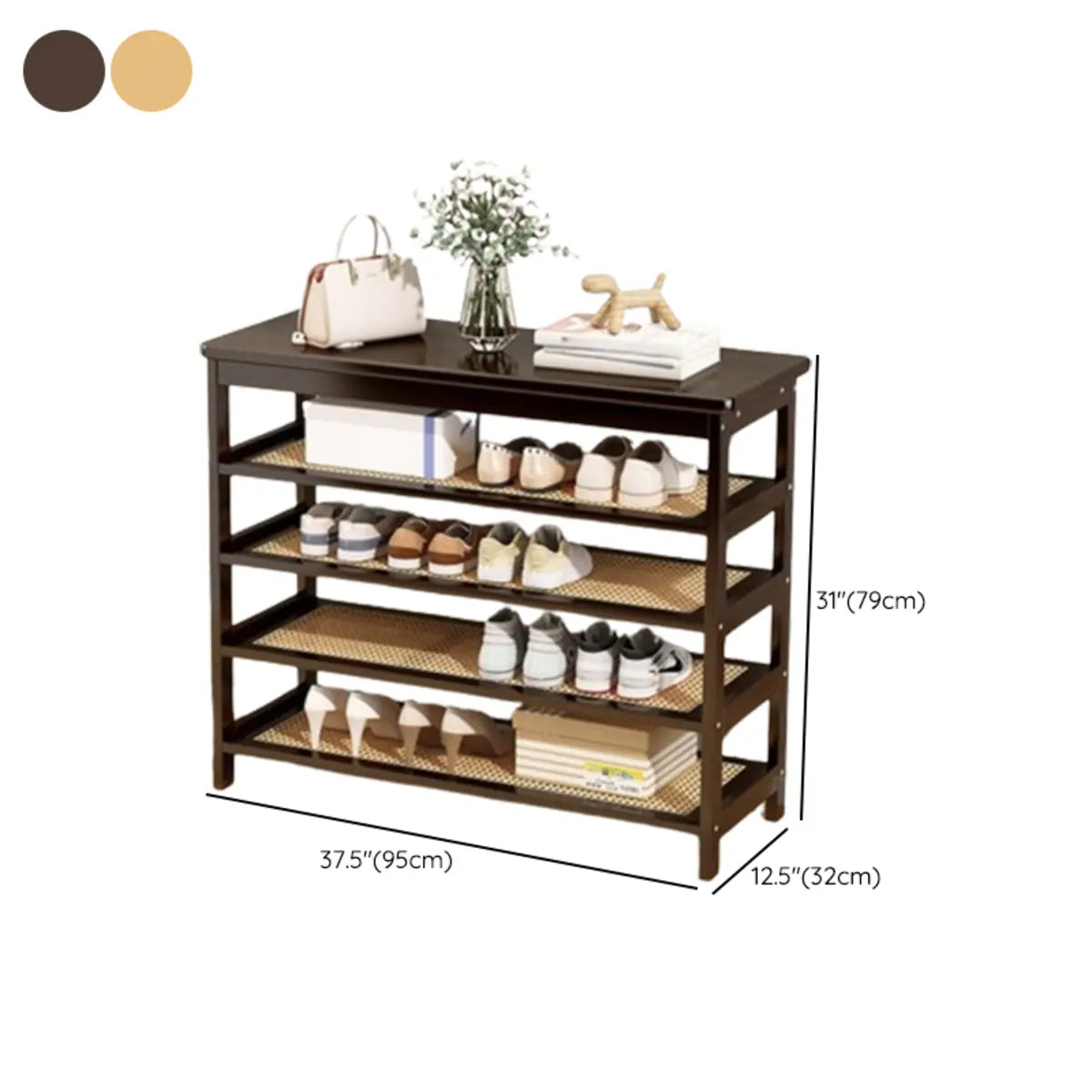 Natural Multi-Tier Bamboo Shoe Storage Rack Entryway Image - 49