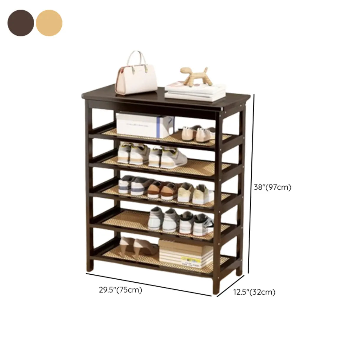 Natural Multi-Tier Bamboo Shoe Storage Rack Entryway Image - 51
