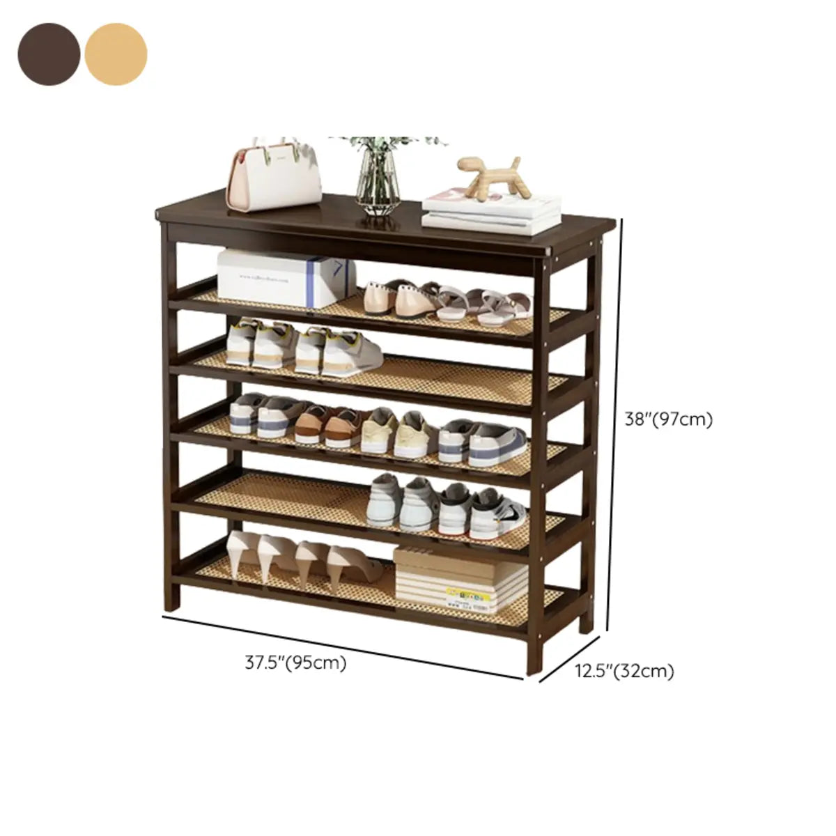Natural Multi-Tier Bamboo Shoe Storage Rack Entryway Image - 53