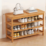 Natural Multi-Tier Bamboo Shoe Storage Rack Entryway Image - 6