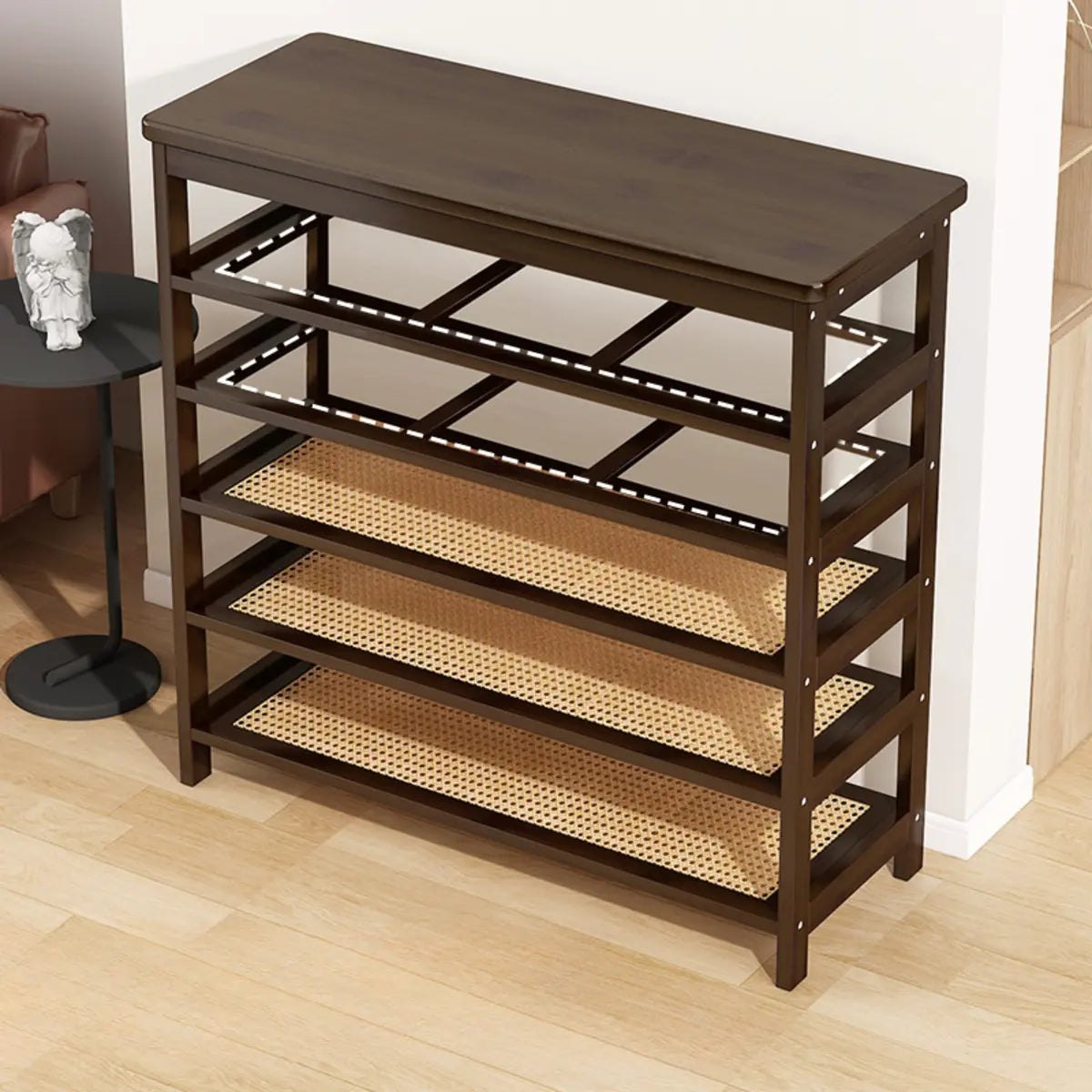 Natural Multi-Tier Bamboo Shoe Storage Rack Entryway Image - 7