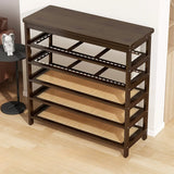Natural Multi-Tier Bamboo Shoe Storage Rack Entryway Image - 7