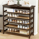 Natural Multi-Tier Bamboo Shoe Storage Rack Entryway Image - 8