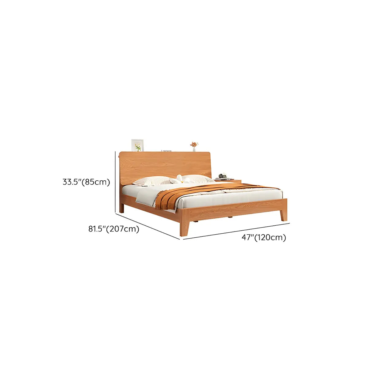 Natural Oak Queen Panel Shelves Bed with Headboard 
