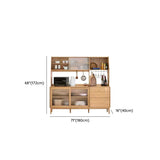 Natural Oak Sliding Door Open Storage Sideboard with Drawers Image - 34