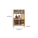 Natural Oak Sliding Door Open Storage Sideboard with Drawers Image - 37