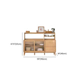 Natural Oak Sliding Door Open Storage Sideboard with Drawers Image - 39