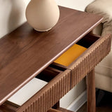Natural Oak Storage Console Table with Shelf and Drawers Image - 11