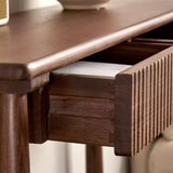 Natural Oak Storage Console Table with Shelf and Drawers Image - 12