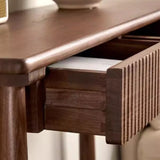 Natural Oak Storage Console Table with Shelf and Drawers Image - 12