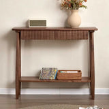 Natural Oak Storage Console Table with Shelf and Drawers Image - 3