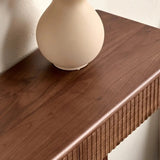 Natural Oak Storage Console Table with Shelf and Drawers Image - 7