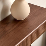 Natural Oak Storage Console Table with Shelf and Drawers Image - 7