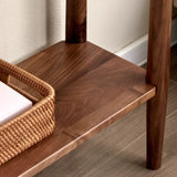 Natural Oak Storage Console Table with Shelf and Drawers Image - 9