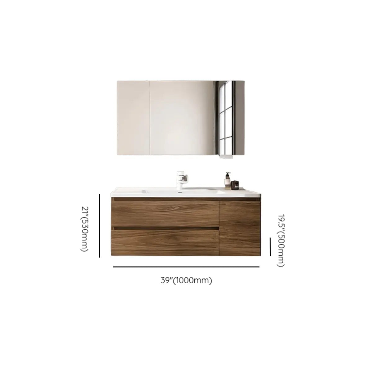 Natural Oak Wood Drawers Floating Bathroom Vanity with Sink Image - 22