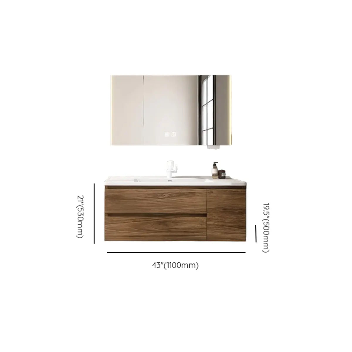 Natural Oak Wood Drawers Floating Bathroom Vanity with Sink Image - 30