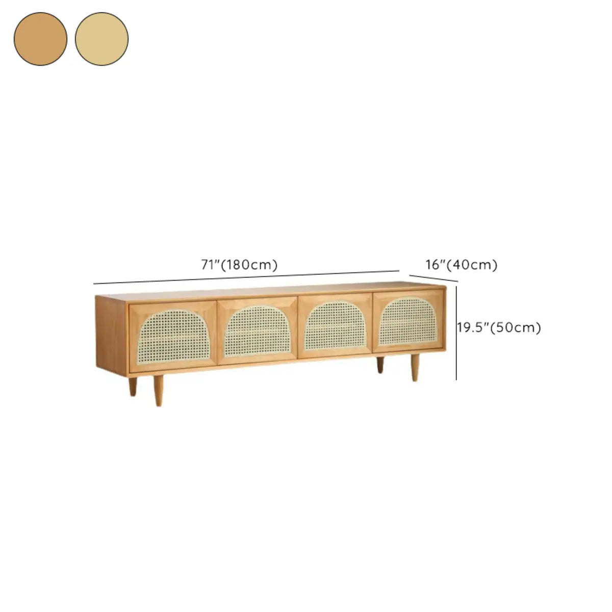 Natural Pine Wood 1 Tier Rectangle Cabinet TV Stand Image - 12