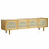 Natural Pine Wood 1 Tier Rectangle Cabinet TV Stand Image - 3
