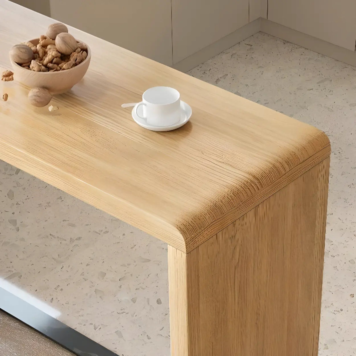 Natural Pine Wood Double Pedestal Storage Bar Table Image - 3