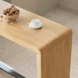 Natural Pine Wood Double Pedestal Storage Bar Table Image - 3