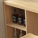 Natural Pine Wood Double Pedestal Storage Bar Table Image - 6