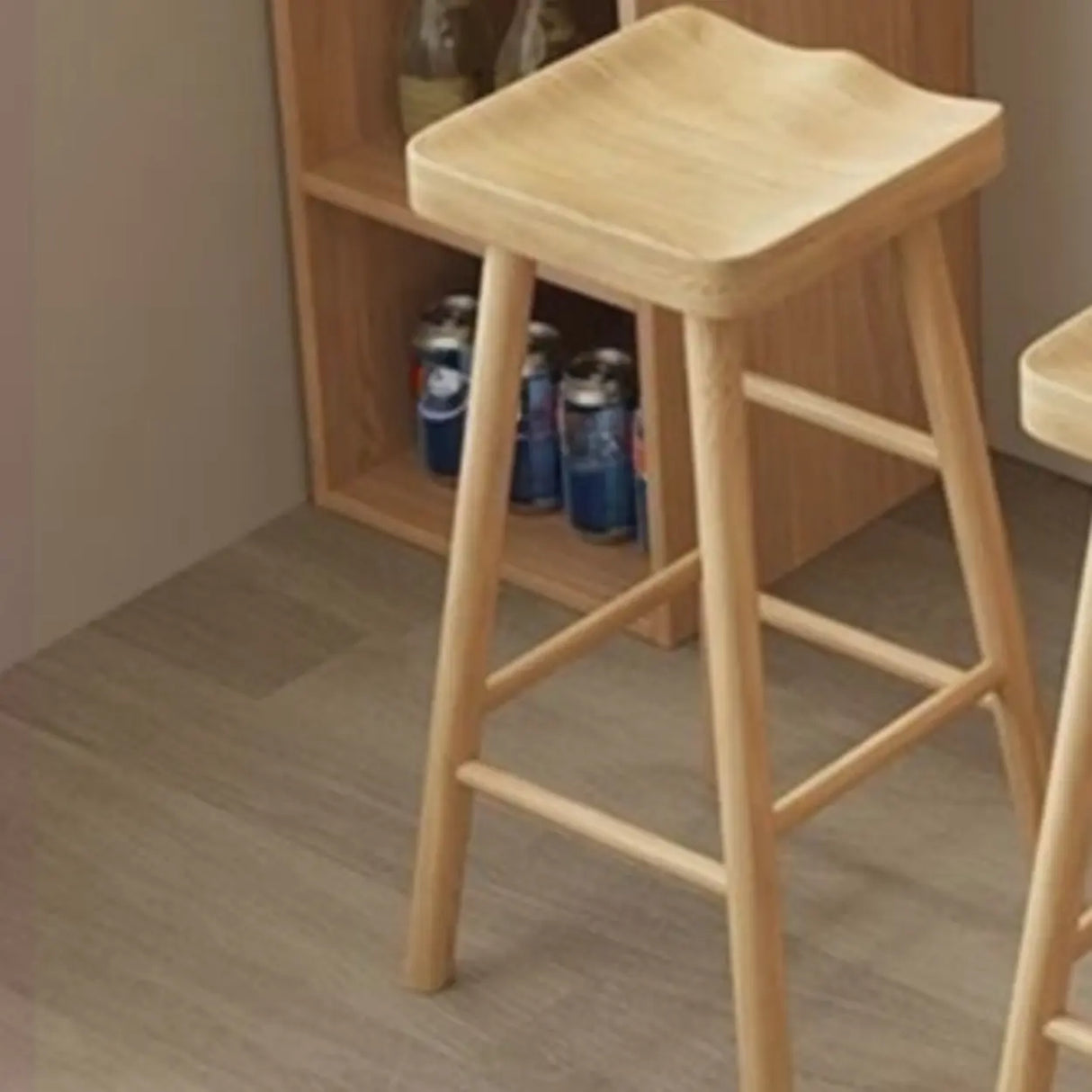 Natural Pine Wood Double Pedestal Storage Bar Table Image - 7