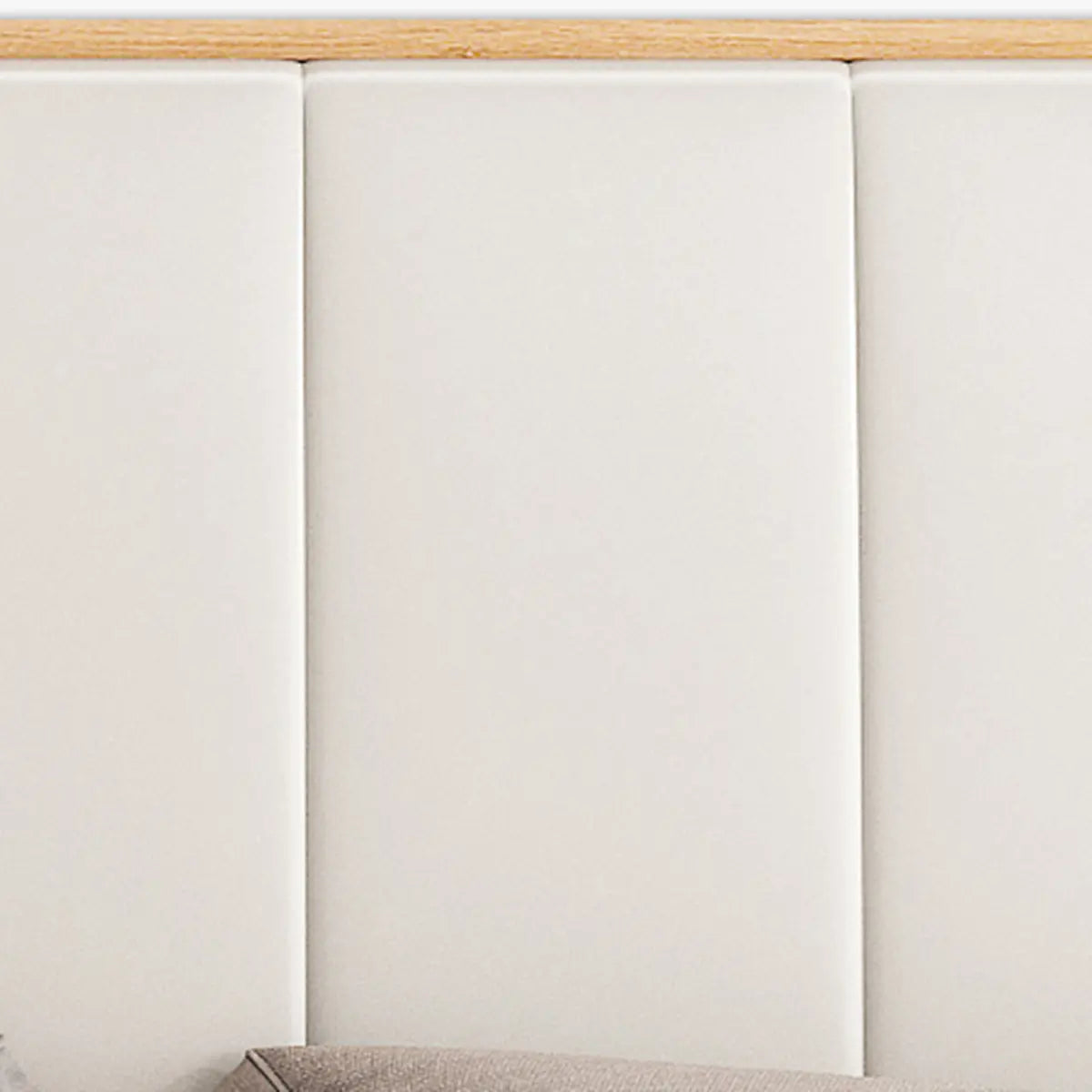 Natural Queen Panel Wood Bed with Upholstered Headboard Image - 4