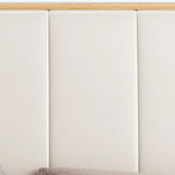 Natural Queen Panel Wood Bed with Upholstered Headboard Image - 4