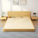 Natural Queen Platform Solid Wood Minimalist Bed Frame Image - 1