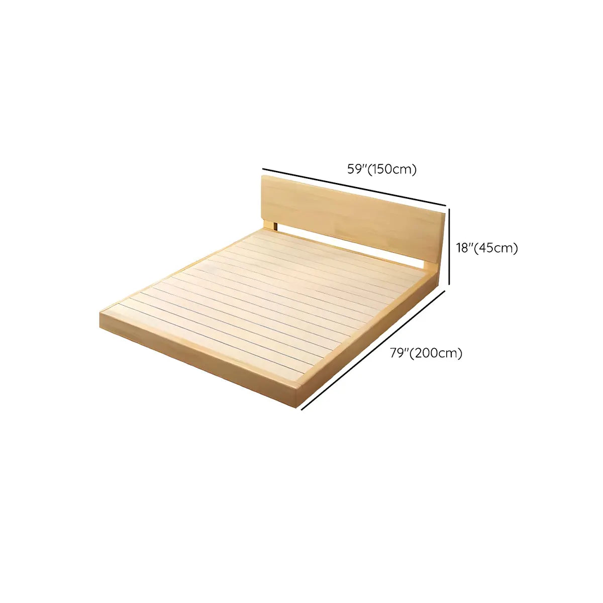 Natural Queen Platform Solid Wood Minimalist Bed Frame Image - 13