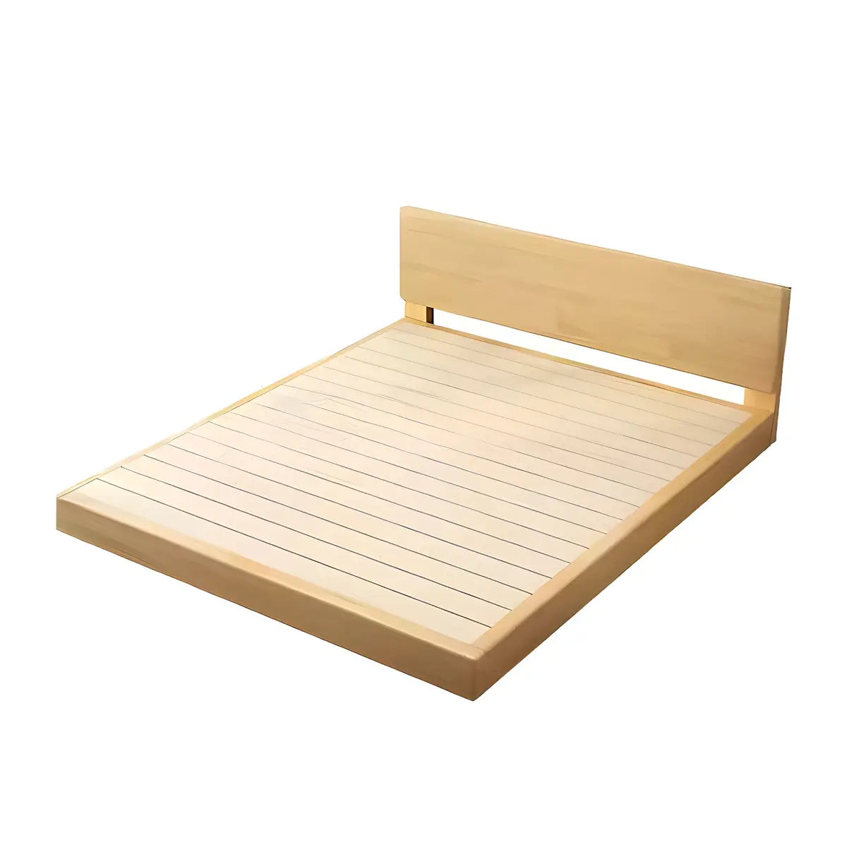 Natural Queen Platform Solid Wood Minimalist Bed Frame Image - 7