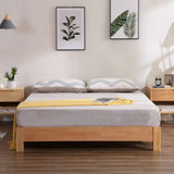 Natural Queen Platform Wood Solid Color Panel Bed Frame Image - 1