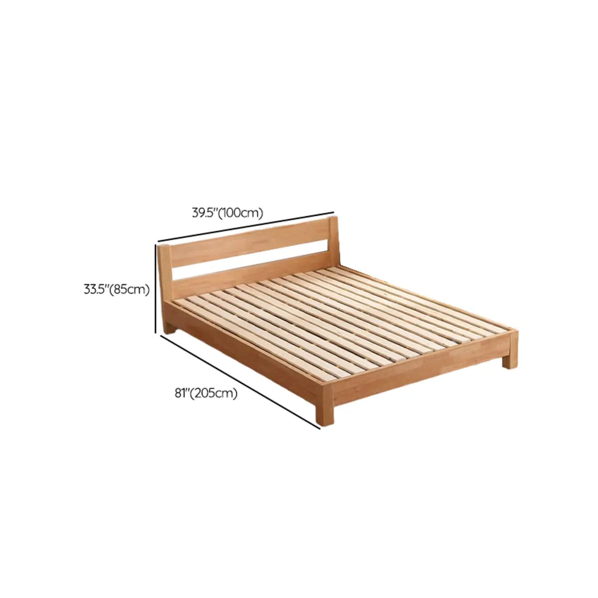 Natural Queen Platform Wood Solid Color Panel Bed Frame 