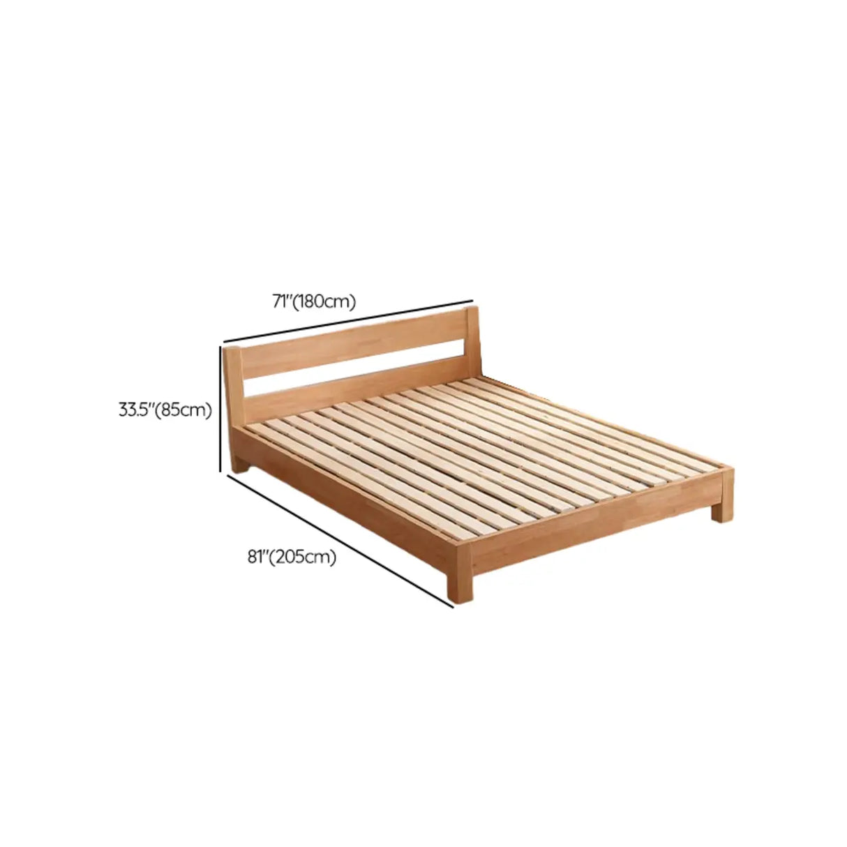 Natural Queen Platform Wood Solid Color Panel Bed Frame Image - 17